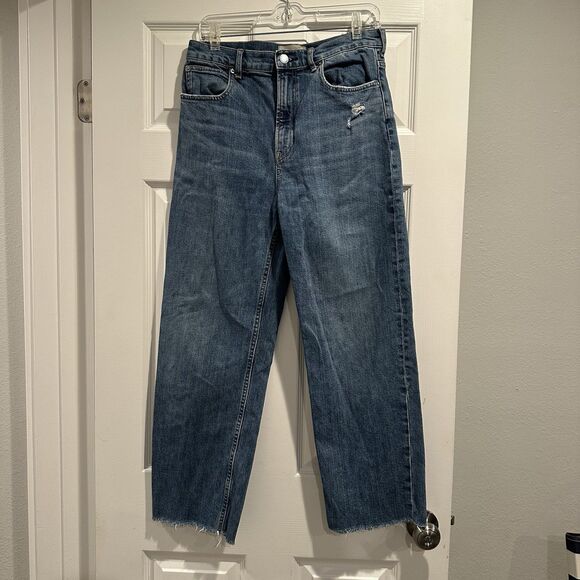 Everlane The Way High Straight Leg Raw Hem Classic Jeans- 29 EUC DIstressed - Picture 1 of 8